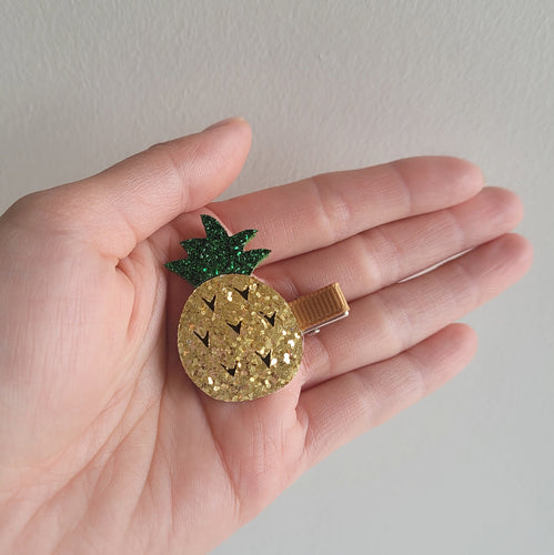 Pineapple Pink Bow Hair Clips