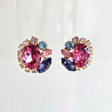LILIA Swarovski Crystal Button Style Colourful Clip-on Earrings