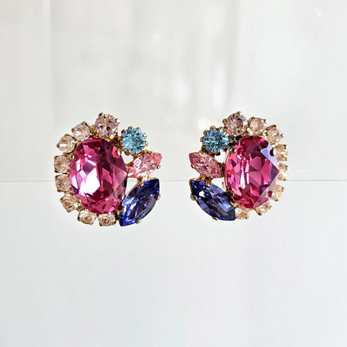 Button Style Colourful Clip-on Earrings