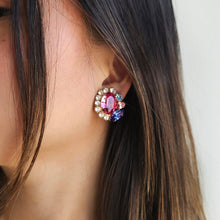 LILIA Swarovski Crystal Button Style Colourful Clip-on Earrings