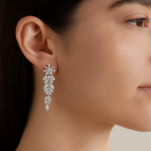 GENEVIEVE Leafy Cubic Zirconia Dangle Earrings