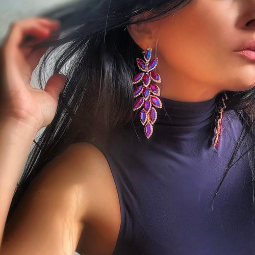 LILA LUXE Crystal Cascade Statement Earrings