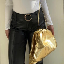 METALLIC Pouch Bag with Shoulder Strap - Gold or Silver
