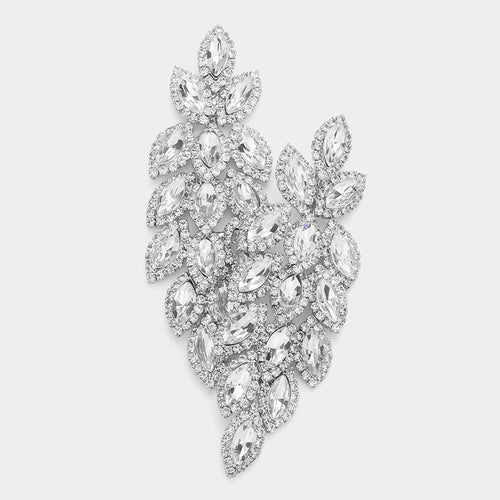 EVA Crystal Leaf Cluster Marquis Earrings- 17 Colours