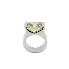 ATHENA Square-Cut Chartreuse Crystal Statement Ring