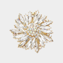 Oblique Crystal Oval Flower Broach