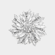 Oblique Crystal Oval Flower Broach