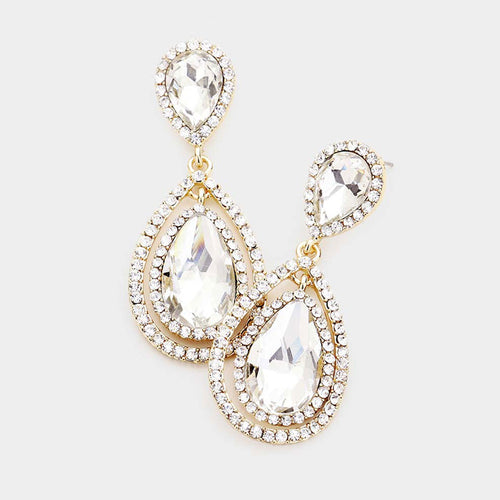 SLOAN Tear Drop Crystal  Statement Earrings - 2 Colour Options