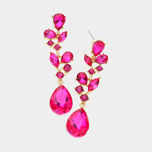 ELIRA Vine Tear Drop Rhinestone Earrings - 3 Colour Options