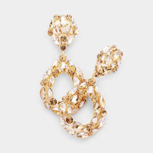 SELENE Open Teardrop Crystal Baguette Earrings - 3 Colour Options
