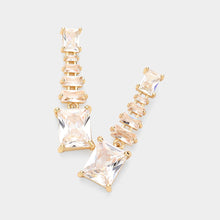 MICHELLE Emerald Cut Cubic Zirconia Earrings -  (2 colours)