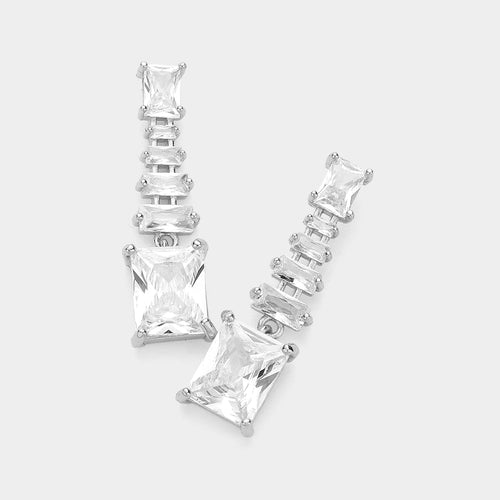 MICHELLE Emerald Cut Cubic Zirconia Earrings -  (2 colours)