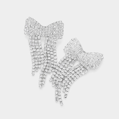 COLETTE Crystal FringeBow Top  Earrings