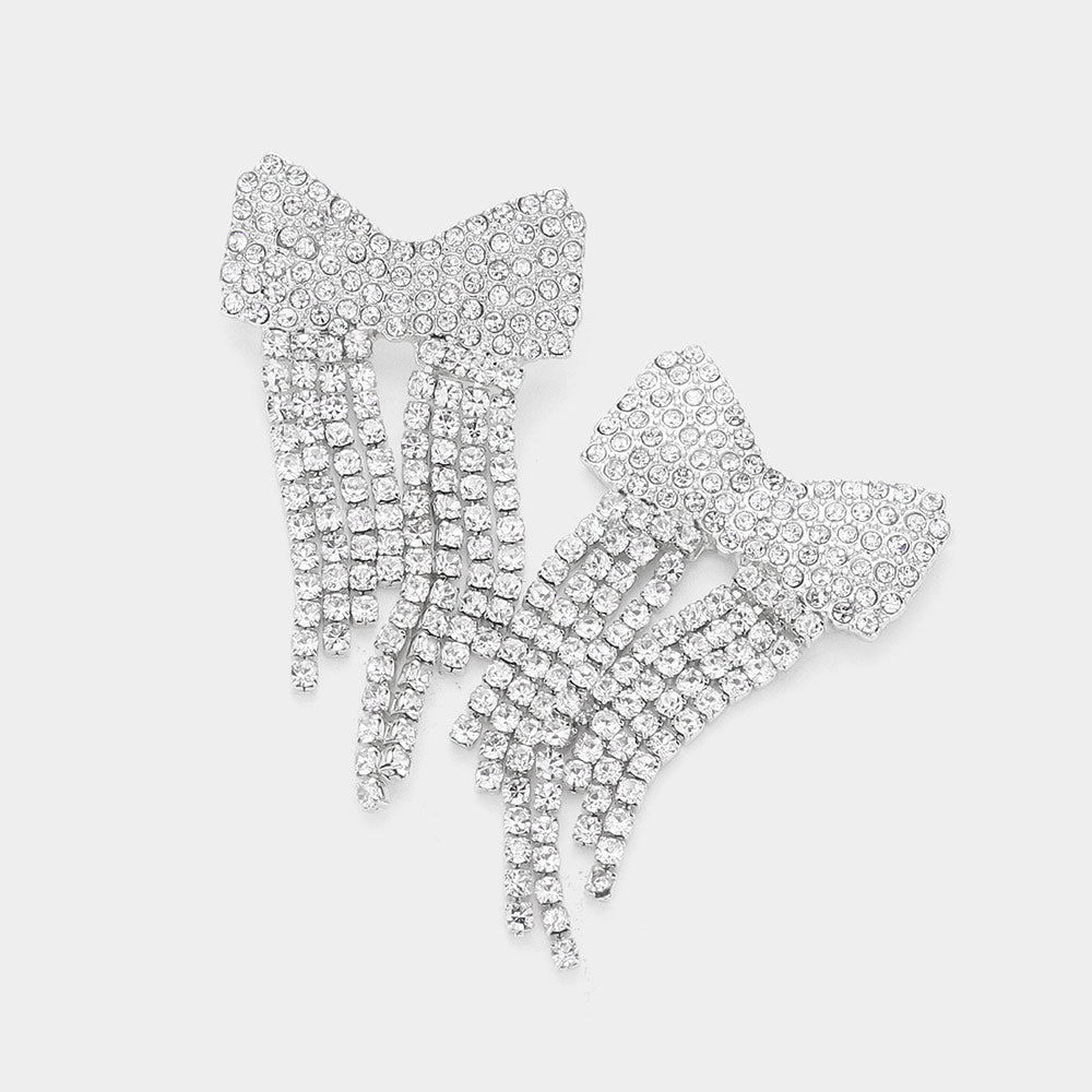 COLETTE Crystal FringeBow Top  Earrings