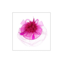 CANDY GIRL Fuchsia Feather Fabric Fascinator with Netting
