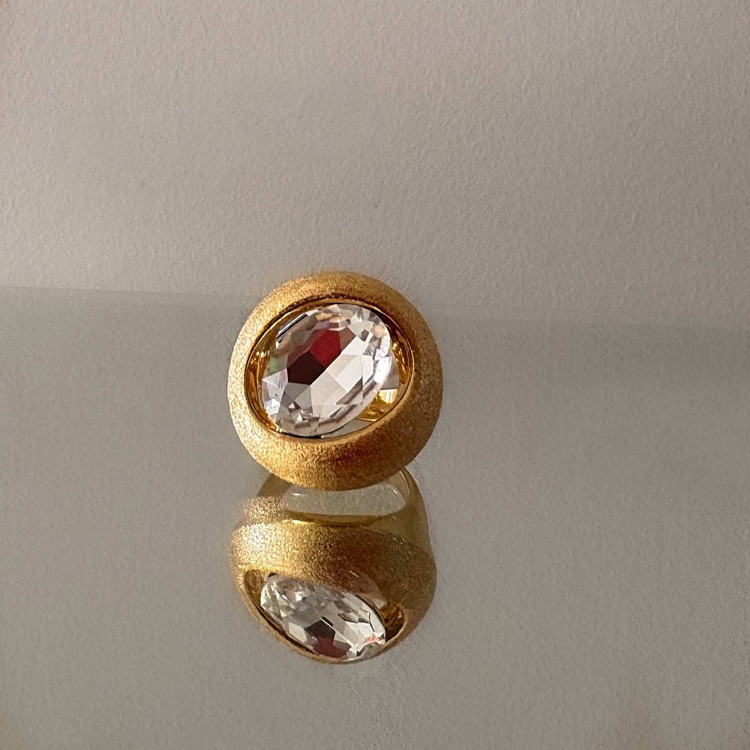 SOLARA 14K Gold Plated Swarovski Crystal Ring