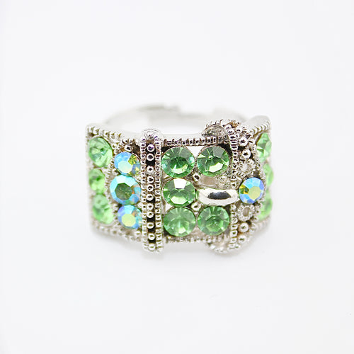 HERA Green Crystal Buckle Adjustable Ring