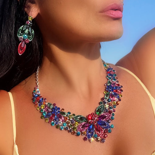 JEWEL Multicolour Necklace and Earrings Set