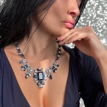 EMPRESS Navy Blue Swarovski Crystal Statement Necklace