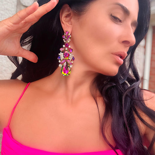 IRIDESA GLOW Crystal Statement Earrings
