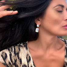 OPHELIA White Opal Rectangular Stone Earrings
