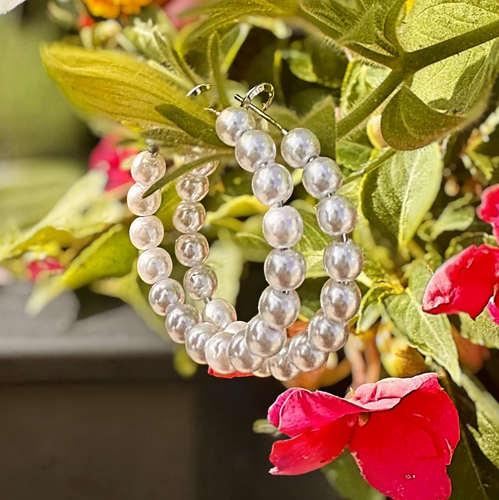 LA PERLA Pearl Beaded Hoop Earrings