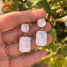 OPHELIA White Opal Rectangular Stone Earrings