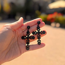 LA DOLCE Crystal Florette Encrusted Cross Earrings