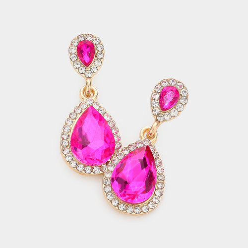 FIFI Fuchsia Pink Crystal Earrings