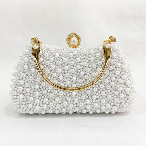 MIMMA Pearl Beaded Purse Evening Clutch Bag- 2 Colour Options