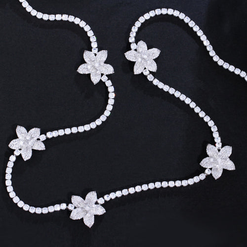 Silver necklace with floral pendants, women's jewellery , jewelry, necklaces 
