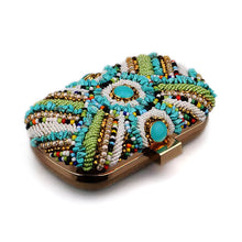 CARMELA  Turquoise Beaded Cabochon Clutch
