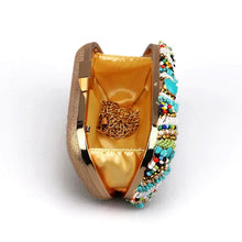 CARMELA  Turquoise Beaded Cabochon Clutch