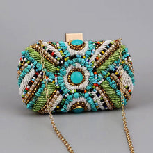 CARMELA  Turquoise Beaded Cabochon Clutch