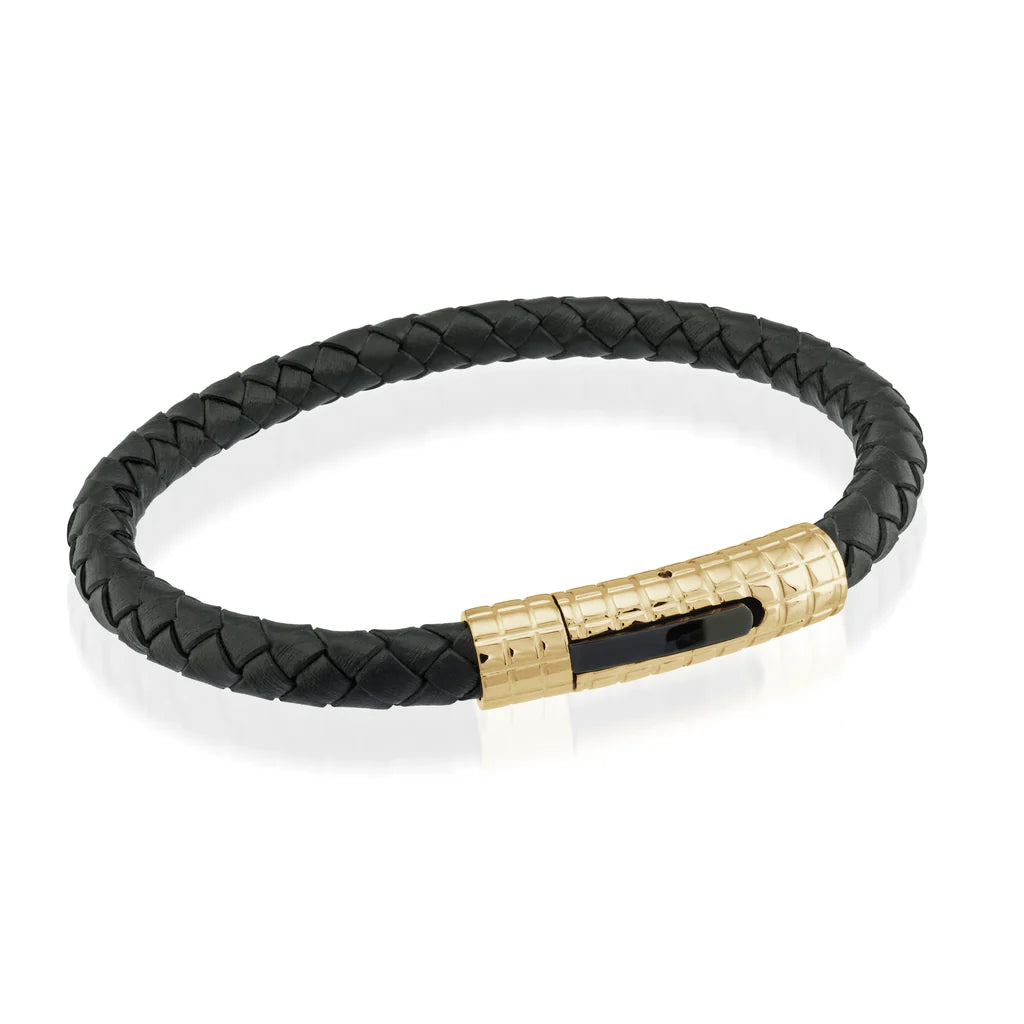 LEATHER CHECKERED CLASP BRACELET