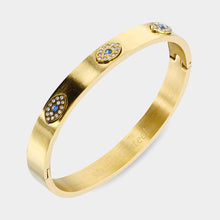 EVIL EYE CZ Stone Embellished Triple Evil Eye Stainless Steel Bracelet