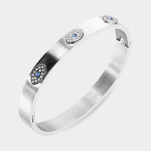 EVIL EYE CZ Stone Embellished Triple Evil Eye Stainless Steel Bracelet