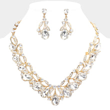 GIGI Teardrop Accented Stone Embellished Leaf Evening Necklace