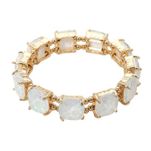 OPHELIA White Opal Rectangular Stone Stretch Bracelet