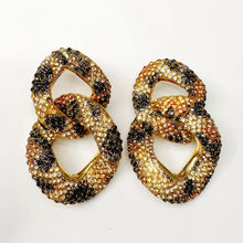 FELINE Leopard Bling Studded Chunky Link Earrings