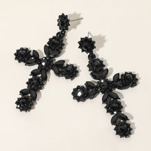 LA DOLCE Crystal Florette Encrusted Cross Earrings