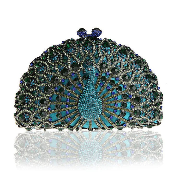 VANNA Crystallized Peacock Clutch