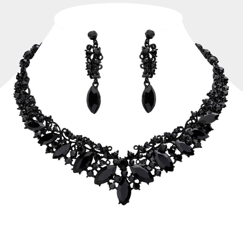 MIDNIGHT Black Necklace and Earrings Set