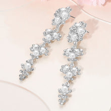 SAVOY Pearl Crystal Drop Earrings - Silver or Gold