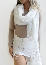 SHEER GLITZ Shimmering Rhinestone Details Scarf - (3 Colours)