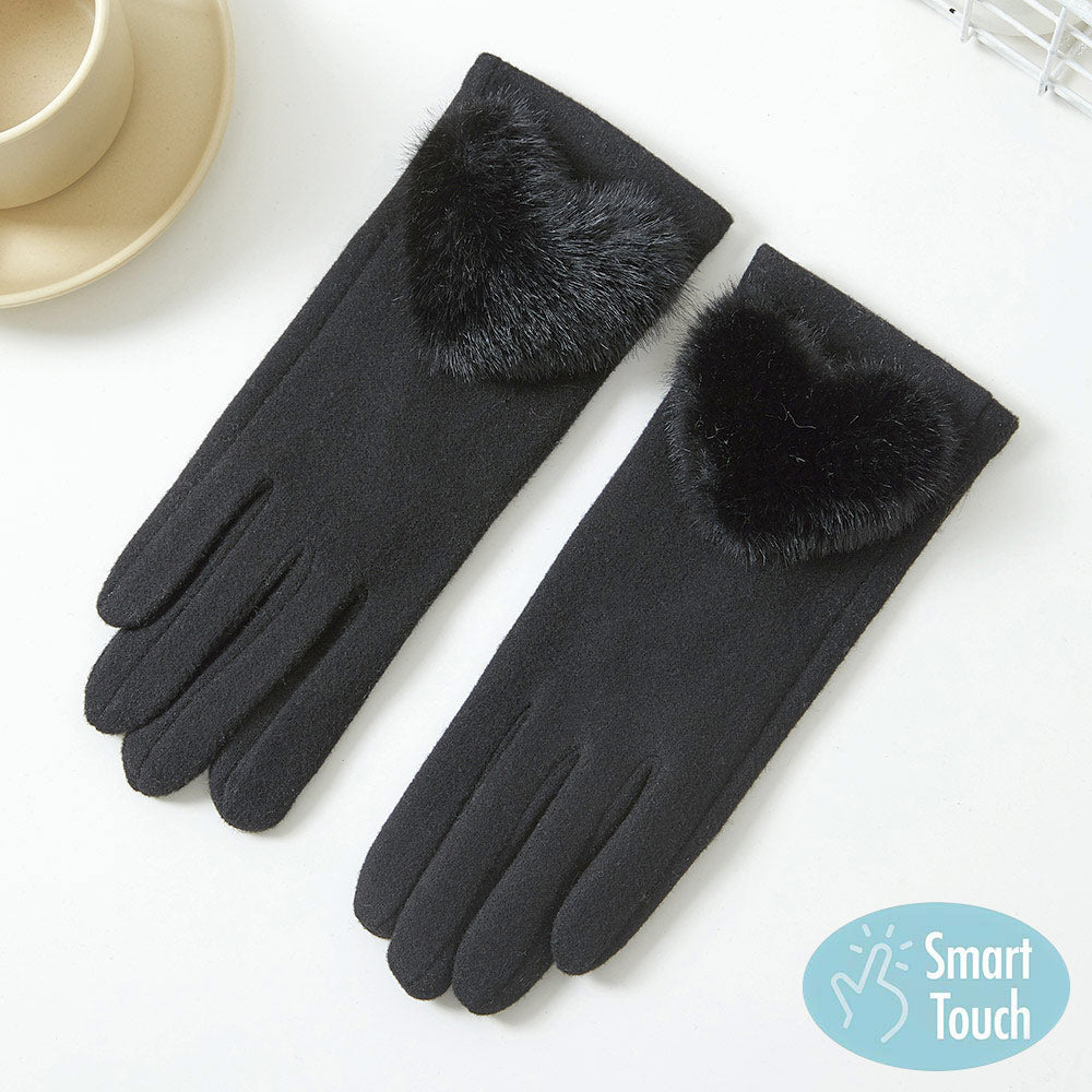 FUR HEART Plush Winter Gloves - (2 Colours)