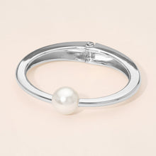 KELLY Pearl Accent Hinged Bangle Bracelet - Gold or Silver