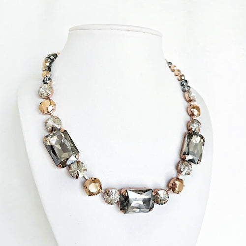 DIANE Statement Rose Gold Pewter Necklace