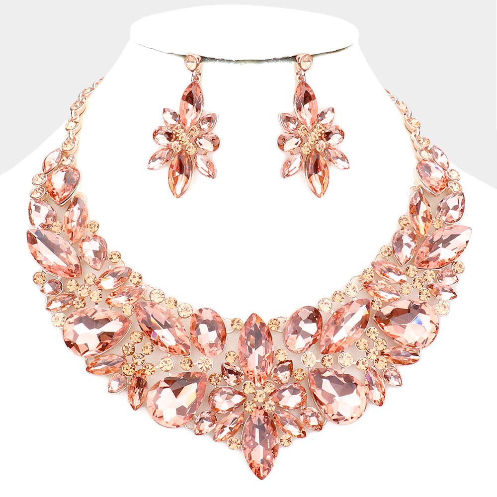 ROZANE Peach Crystal Necklace Set