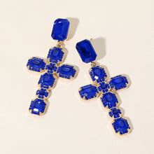 LA DIVINA Blue Sapphire Crystal Cross Earrings